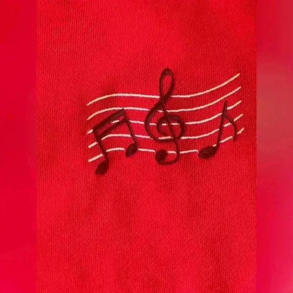 C&K Designs Music Notes Fleece Cardigan Jacket Double Crew Neck Button Front Med - Picture 5 of 11